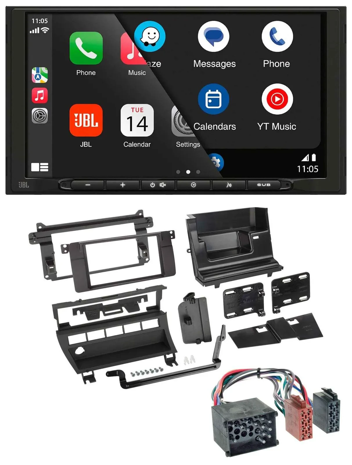 JBL USB 2DIN MP3 Bluetooth AUX Autoradio für BMW 3er 1999-2001 5 Schalteröffnung