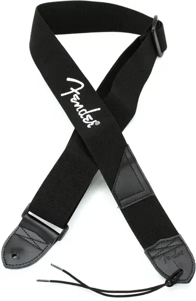 Ремень для гитары FENDER BLACK STRAP/WHITE LOGO