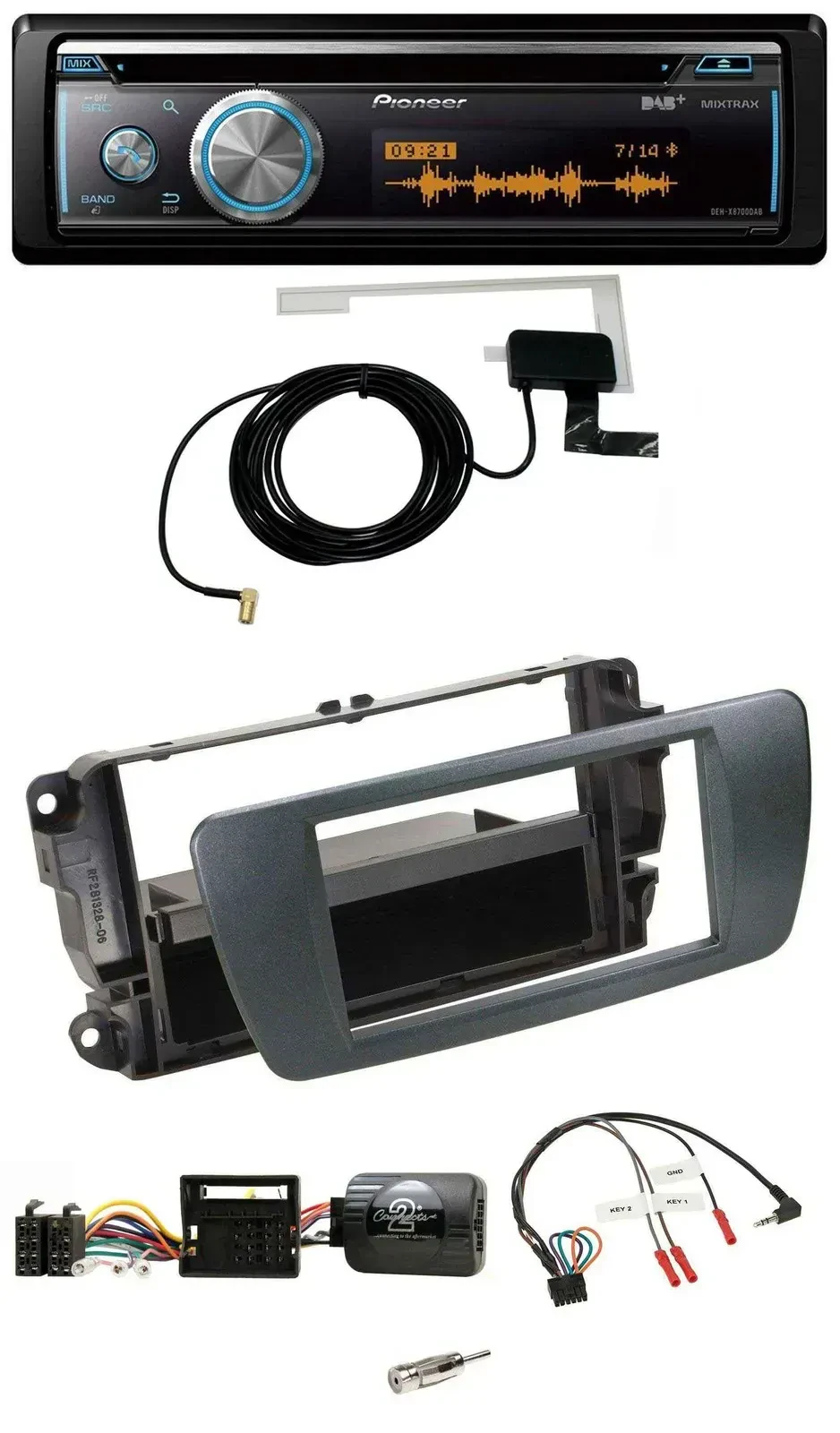 Автомагнитола для Seat Ibiza Pioneer Bluetooth, DAB, USB, CD, черная