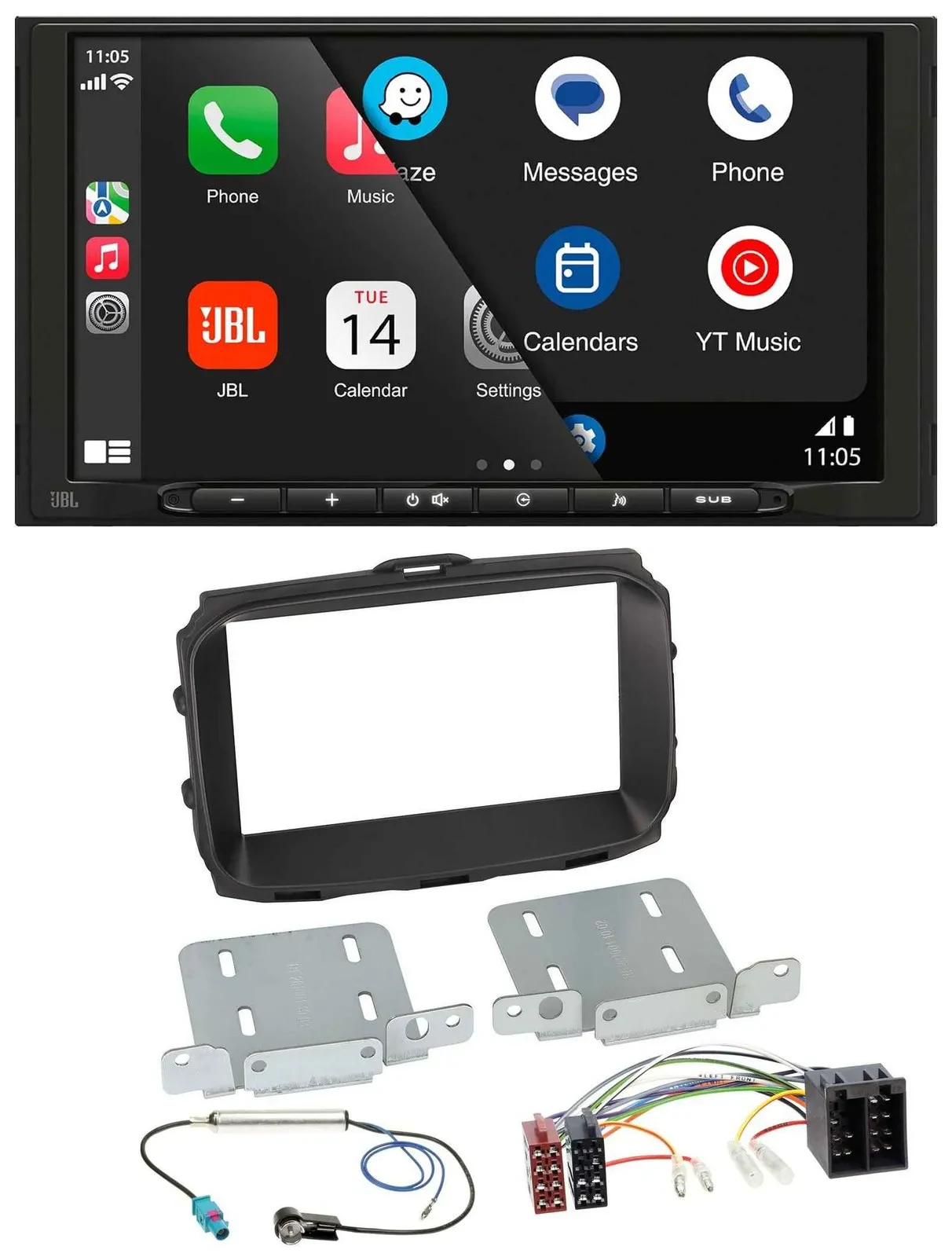 JBL USB 2DIN MP3 Bluetooth AUX Autoradio für Alfa Giulietta 2013-2021 ISO schwar