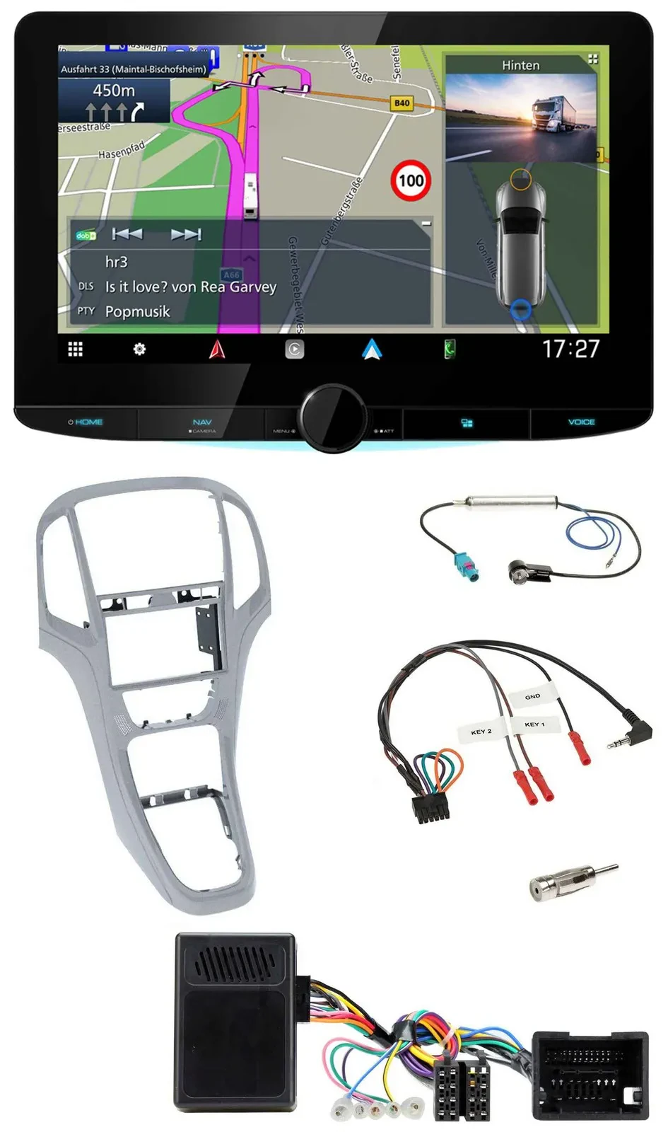 Kenwood Bluetooth DAB TMC 2DIN Lenkrad USB Navigation für Opel Astra J ab 09 Pla