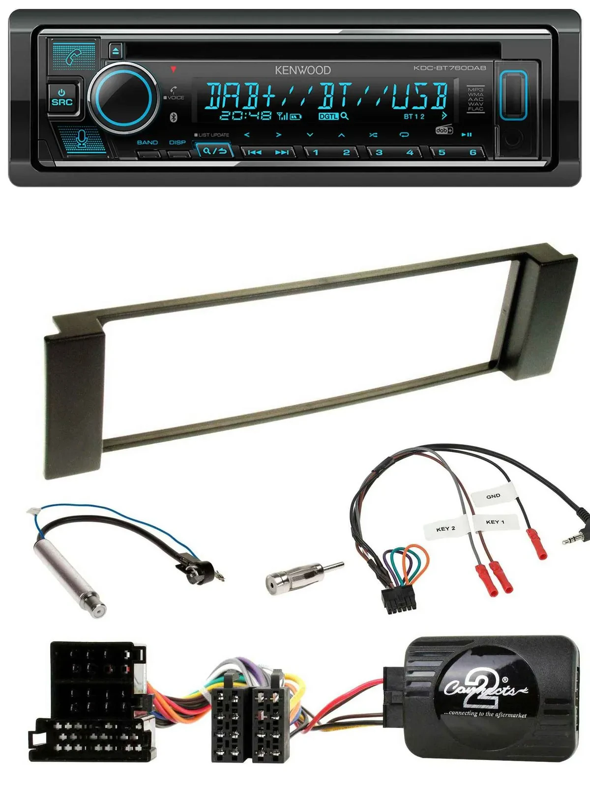 Kenwood Lenkrad Bluetooth DAB USB CD Autoradio für Audi A3 A6 2000-2004