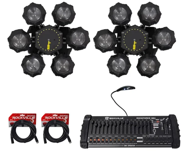 Светодиодный прибор Chauvet DJ Helicopter Q6 с DMX-пультом и кабелями (пара)