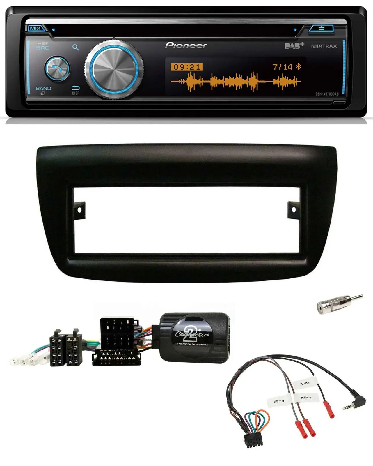 Pioneer Lenkrad DAB USB CD Bluetooth Autoradio für Fiat Doblo 2012-2015 schwarz
