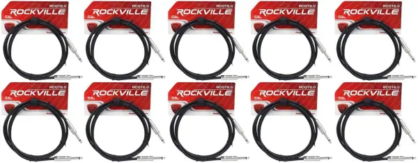 Инструментальный кабель Rockville RCGT6.0B Black 1.8 м (10 штук)