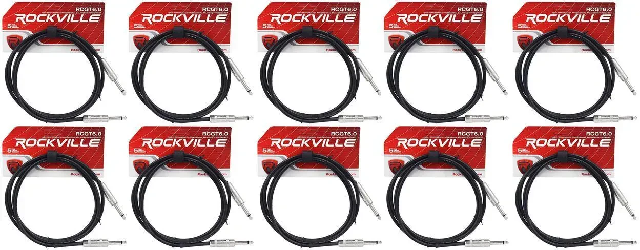 Инструментальный кабель Rockville RCGT6.0B Black 1.8 м (10 штук)