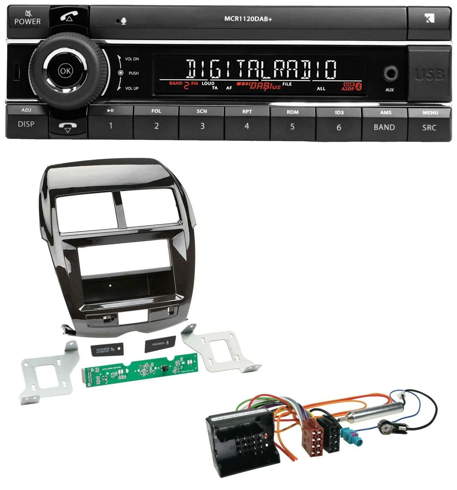 Автомагнитола для Citroen C4 Aircross/Mitsubishi ASX Kienzle Bluetooth, MP3, USB, DAB