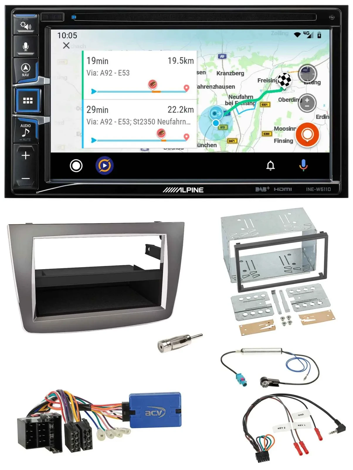 Alpine Bluetooth TMC USB DAB 2DIN Lenkrad Navigation für Alfa Romeo Mito 13-18 9