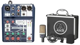 AKG C214 Pro Studio Condenser Microphone Recording Mic+Soundcraft 5-Ch. Mixer