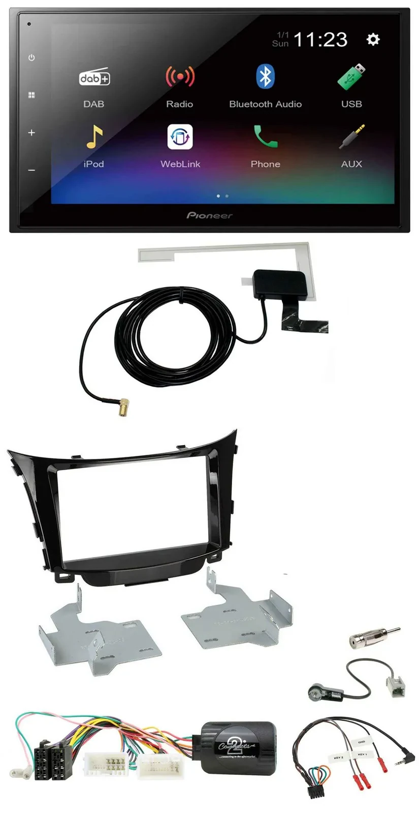 Pioneer DAB Lenkrad Bluetooth 2DIN USB Autoradio für Hyundai i30 2012-2017