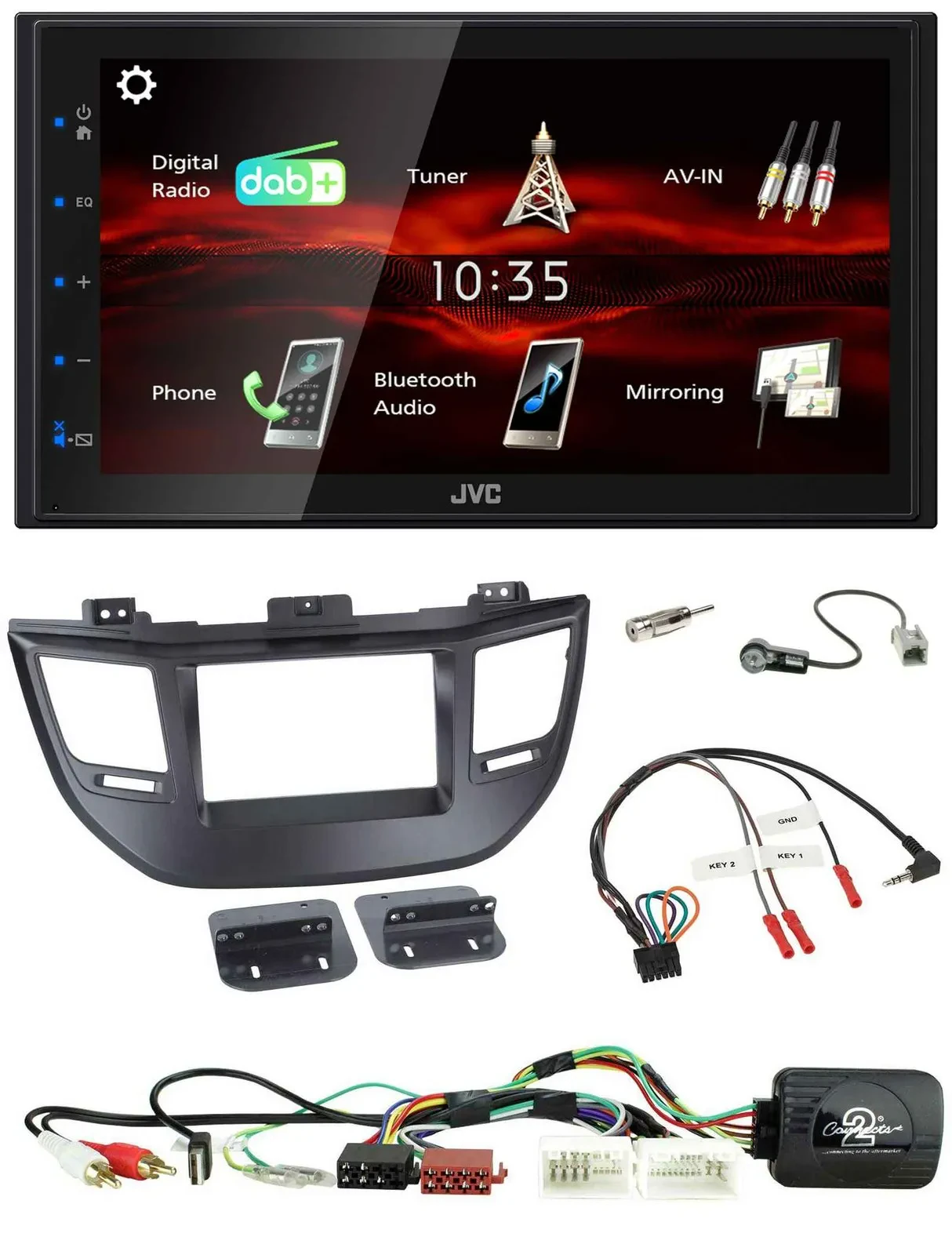 JVC USB Bluetooth Lenkrad DAB 2DIN Autoradio für Hyundai Tucson 15-20 schwarz