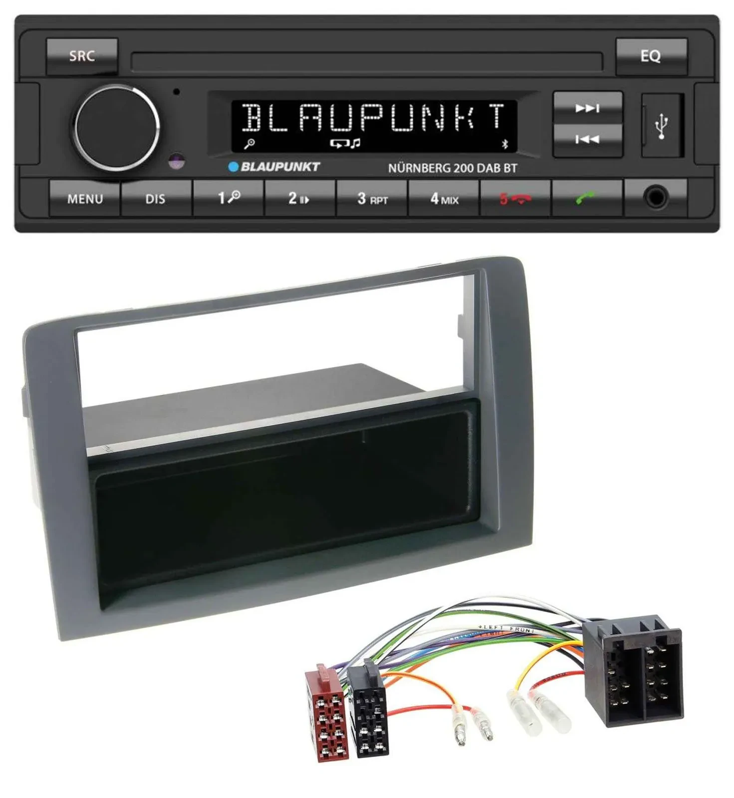 Blaupunkt USB DAB MP3 Bluetooth Autoradio für Fiat Idea (350, 03-11) - grau
