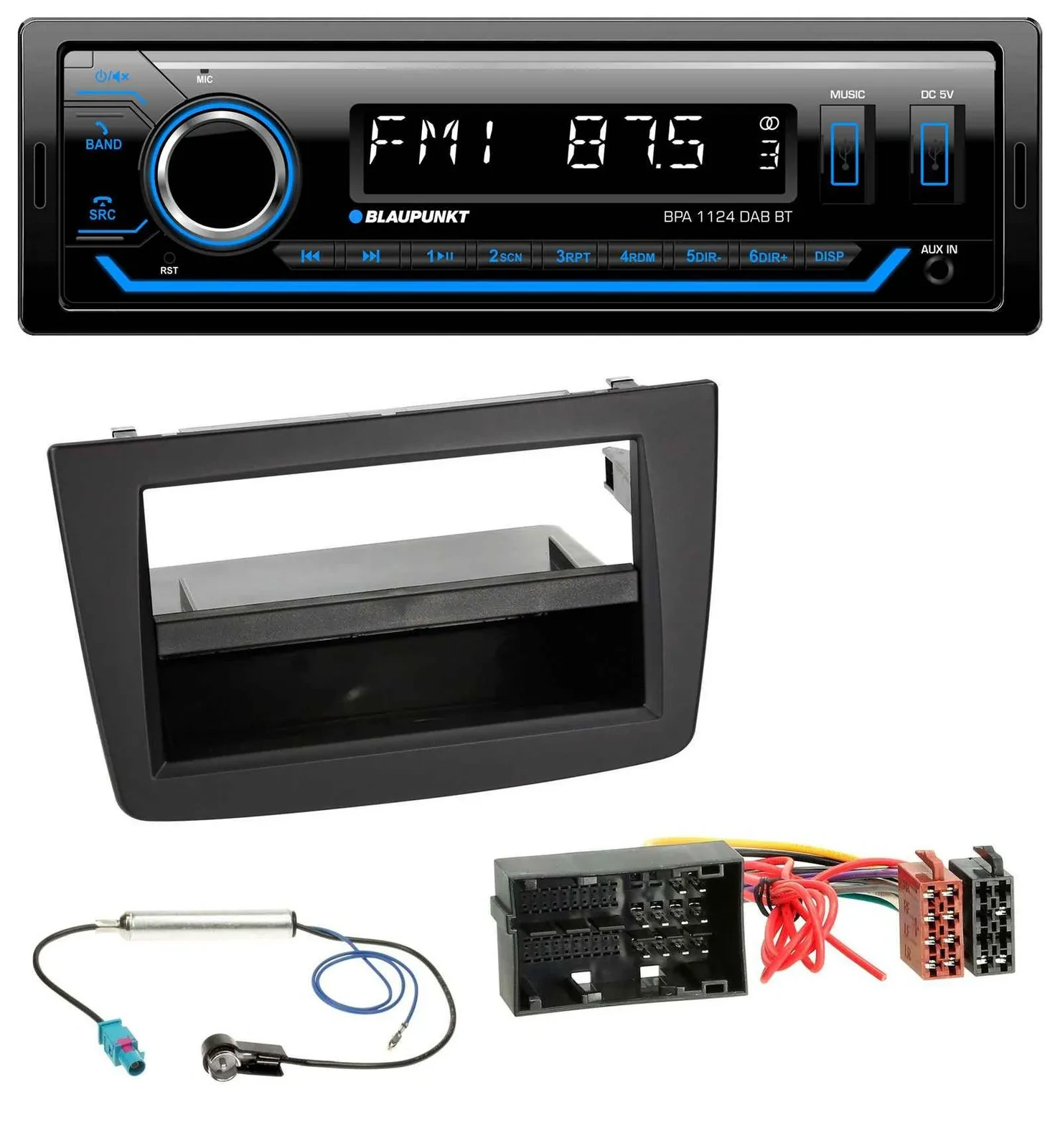 Blaupunkt Bluetooth USB DAB MP3 Autoradio für Alfa Romeo Mito 955 ab 14 schwarz