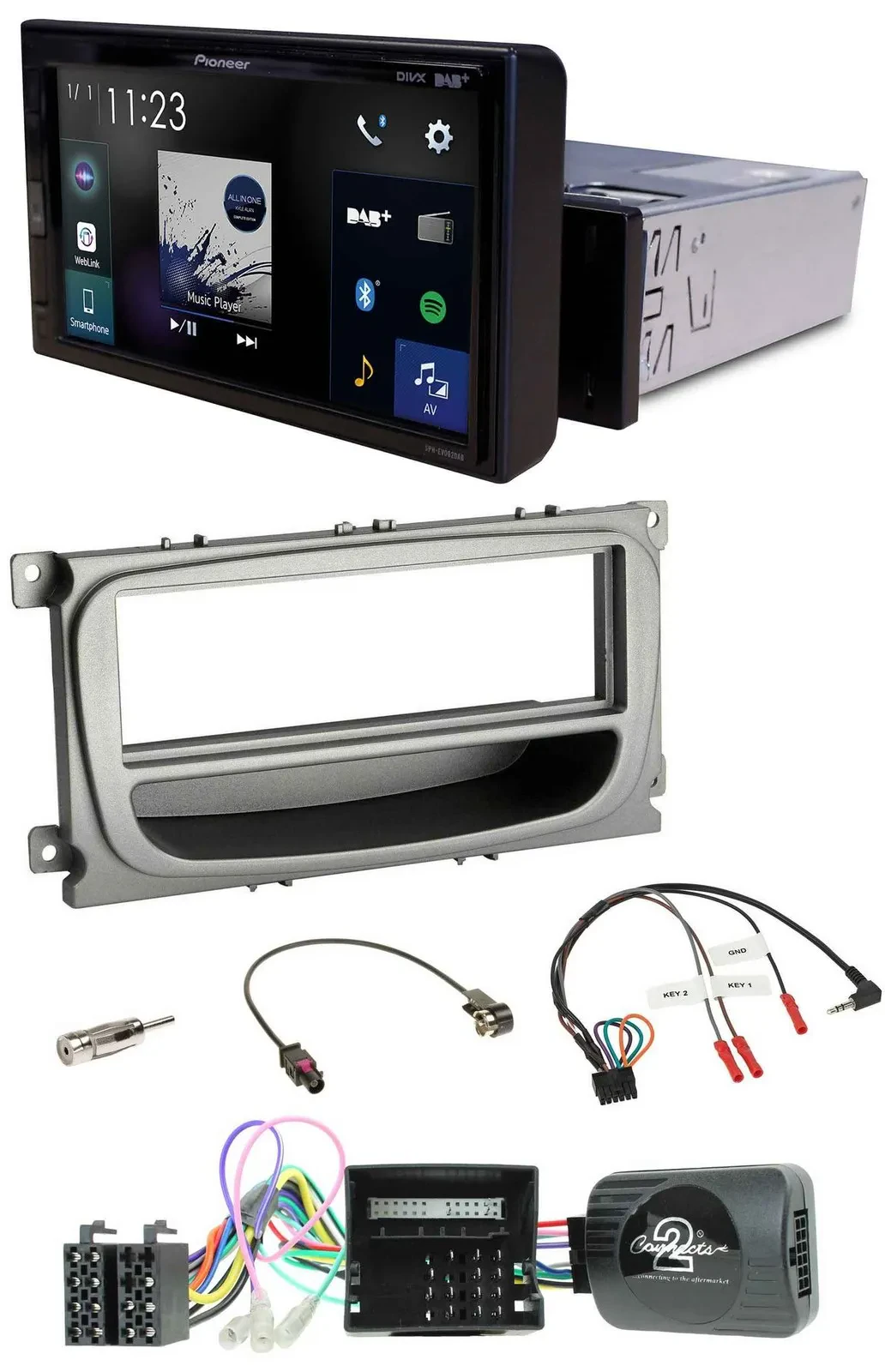 Pioneer DAB Lenkrad Bluetooth USB Autoradio für Ford S-Max Mondeo Can 07-14 Abla