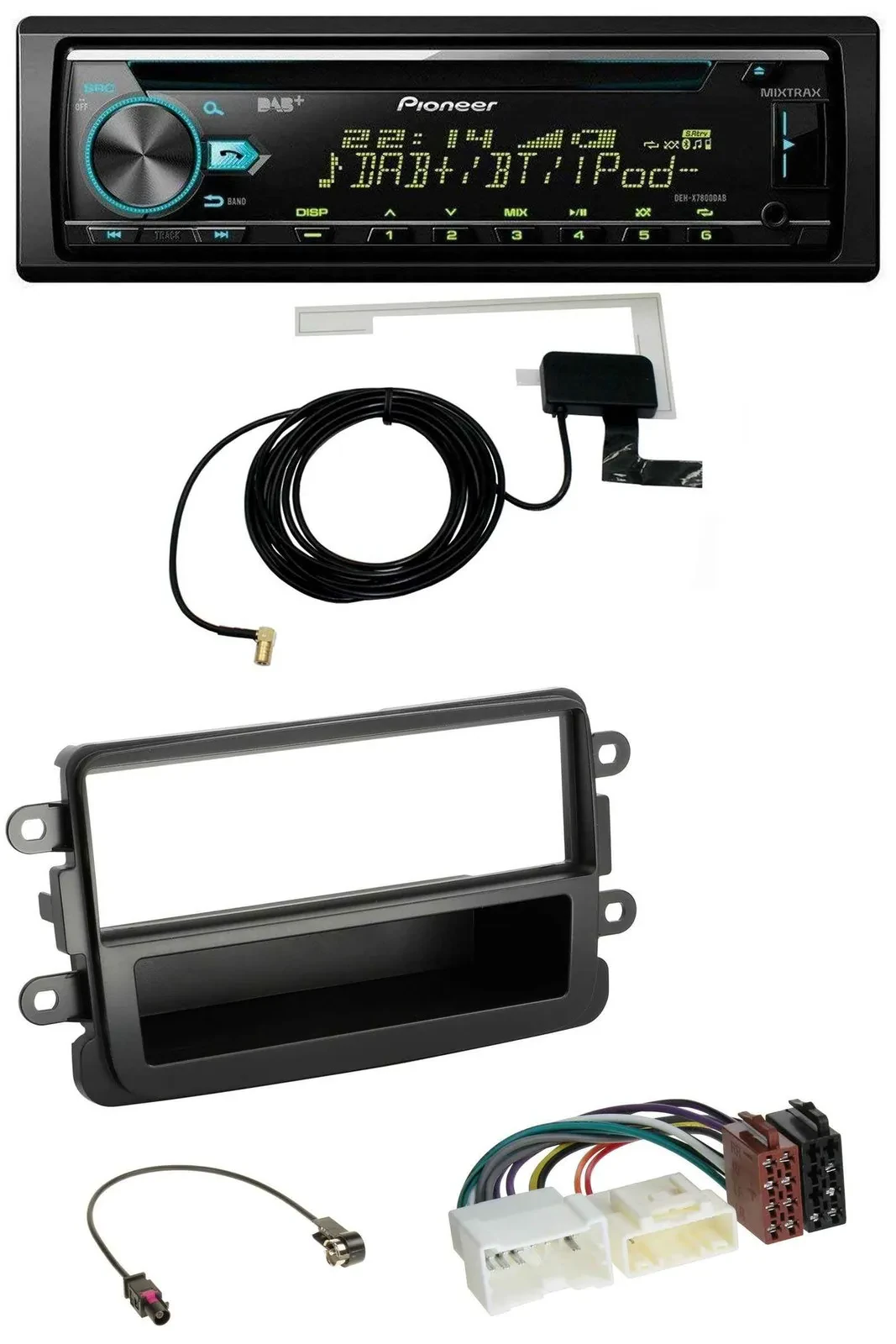 Pioneer MP3 AUX CD USB DAB Autoradio für Dacia Lodgy Duster Dokker Sandero schwa