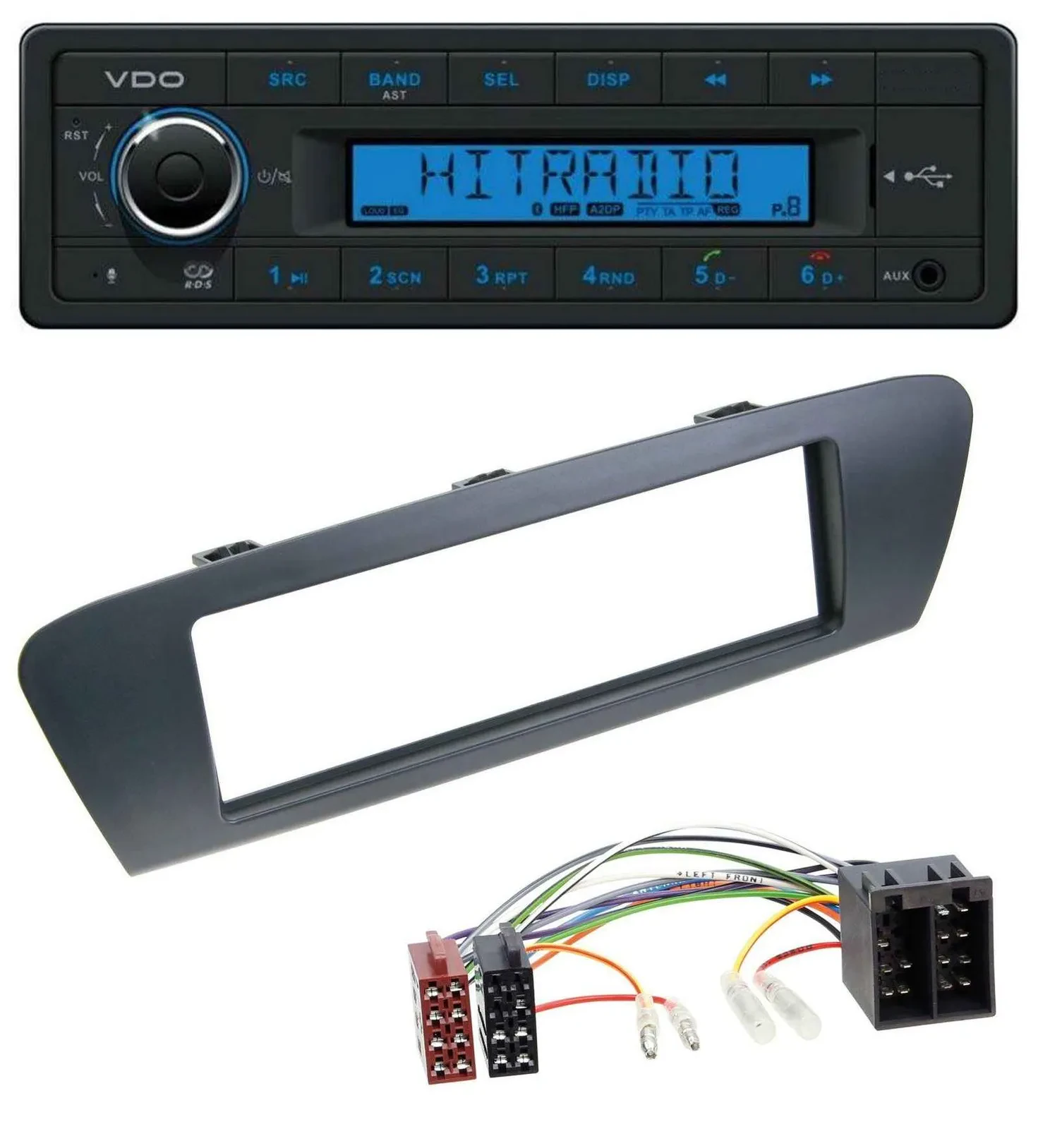 VDO AUX Bluetooth USB MP3 Autoradio für Renault Scenic (ab 09) - grau