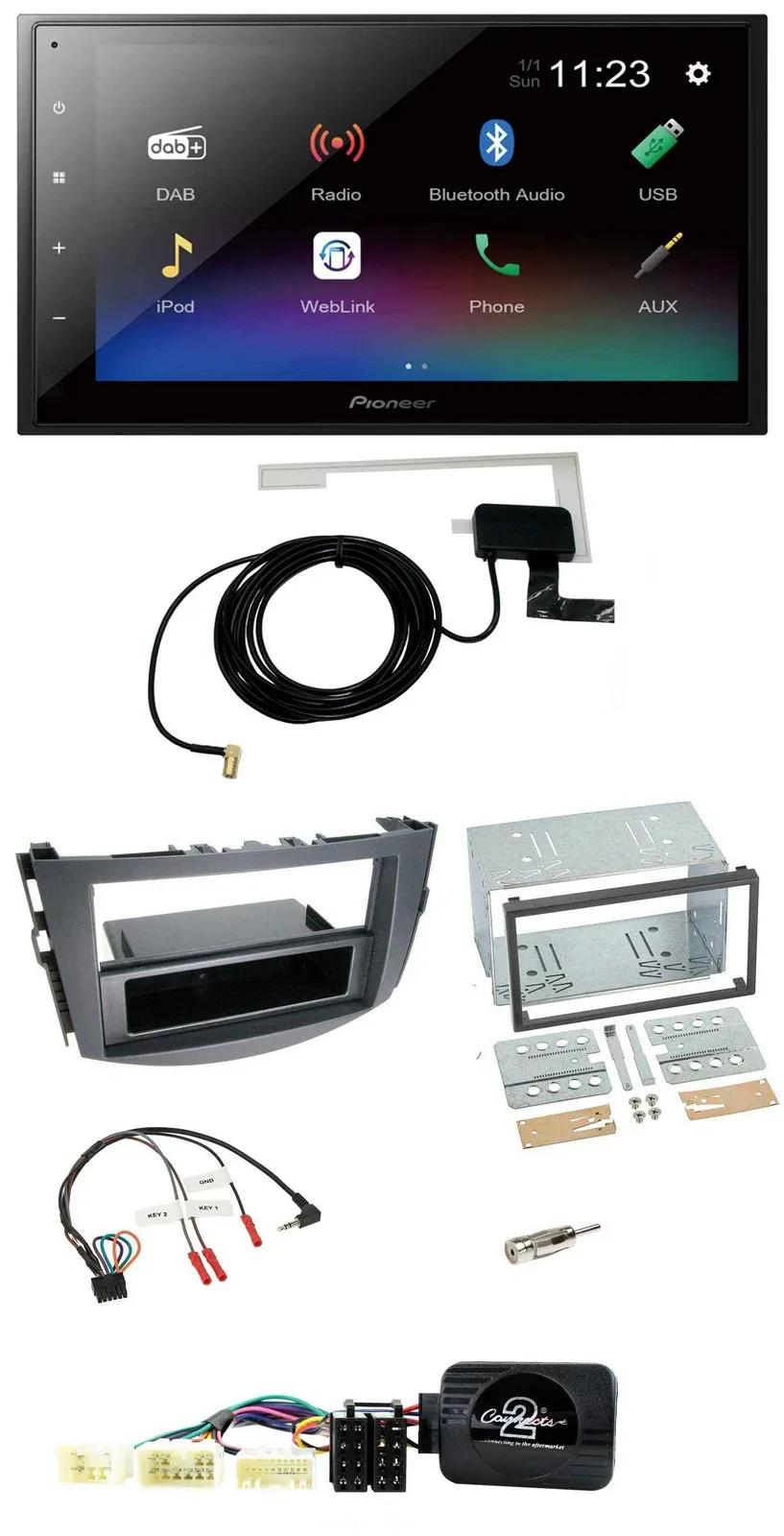 Pioneer DAB Lenkrad Bluetooth 2DIN USB Autoradio für Toyota RAV 4 2006-2011