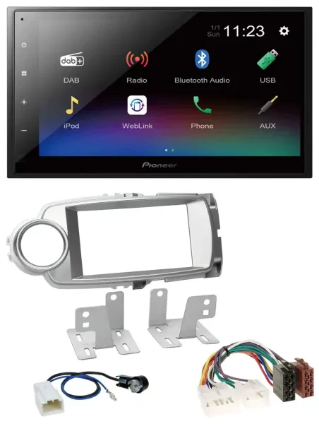Pioneer USB Bluetooth DAB 2DIN MP3 Autoradio für Toyota Yaris 2011-2014 silber
