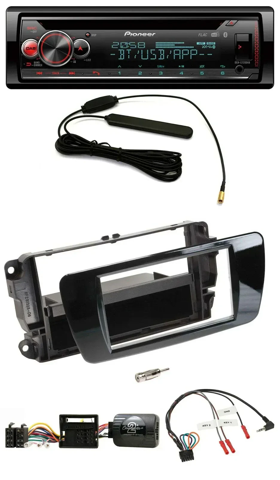 Автомагнитола Pioneer DAB, Bluetooth, CD, USB для Seat Ibiza, черный глянец