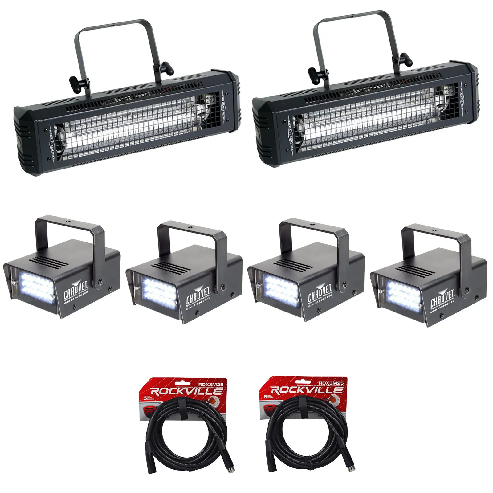 Комплект светового оборудования American DJ MEGA FLASH DMX+4 STROBE LED+2 RDX3M25