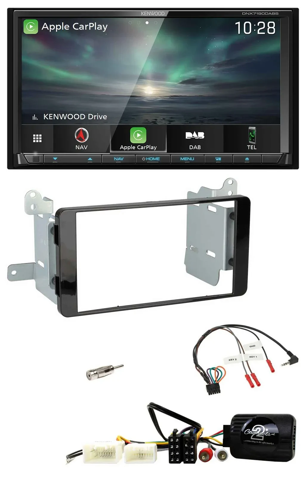 Kenwood Bluetooth USB 2DIN Lenkrad TMC DAB Navigation für Mitsubishi L200 ab 10/