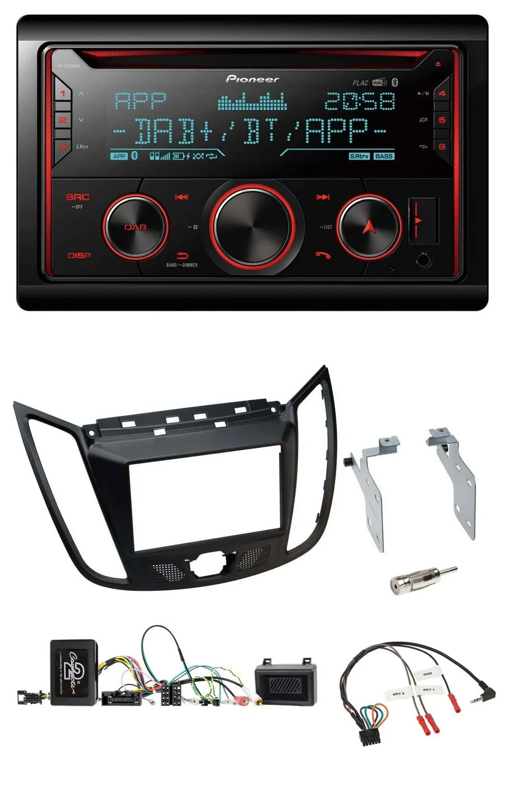 Pioneer 2DIN DAB Lenkrad Bluetooth USB CD Autoradio für Ford Kuga DM2 ab 2013