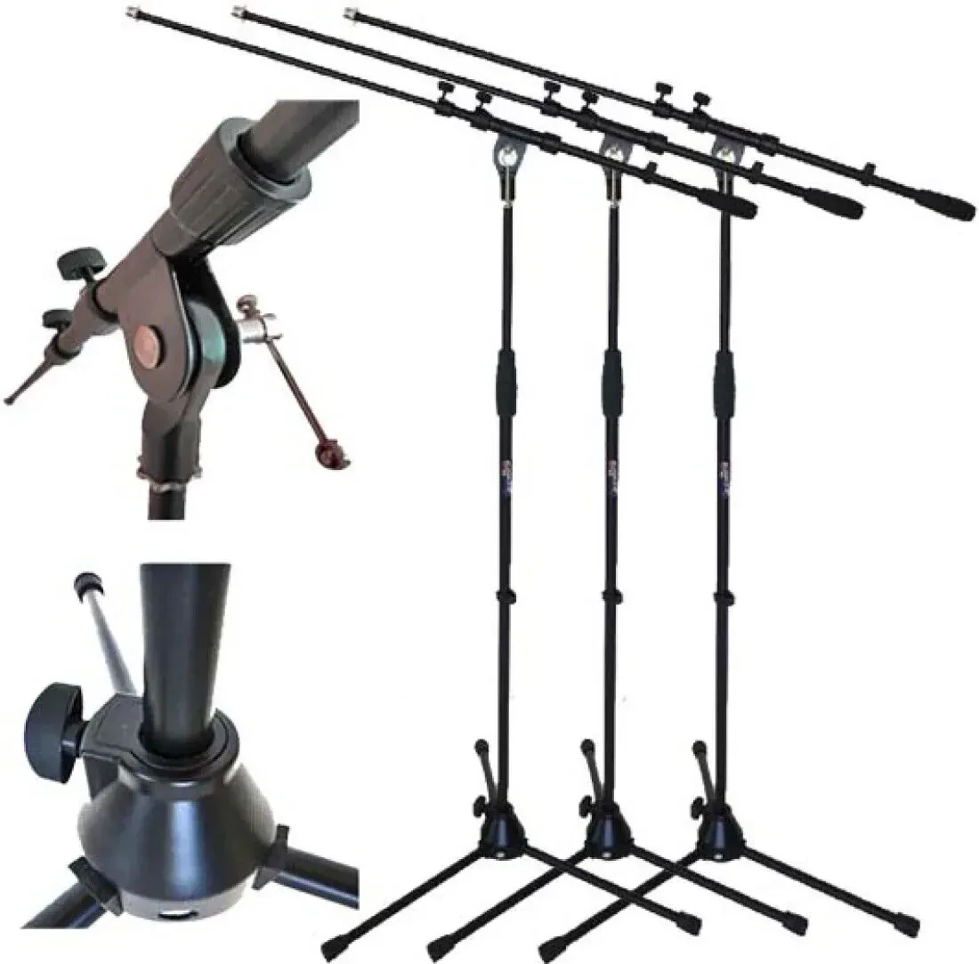 Стойка для микрофона keepdrum MS107B с журавлем, металлическое основание (набор, 3 шт.)