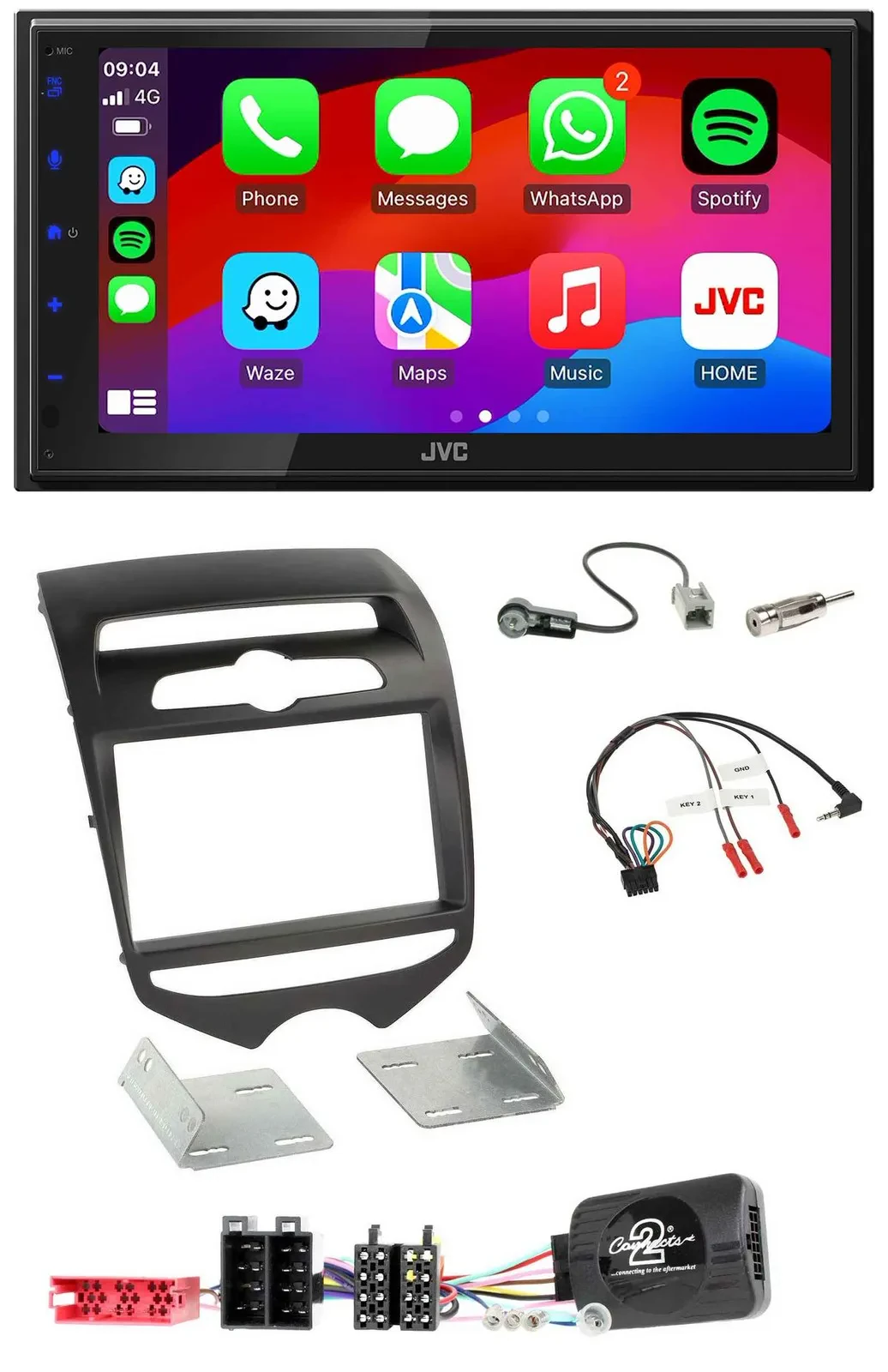 JVC Bluetooth USB Lenkrad 2DIN DAB Autoradio für Hyundai ix20 ab 2010 man. Klima