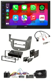 JVC Bluetooth 2DIN Lenkrad DAB USB Autoradio für Honda Jazz ab 2014 silber