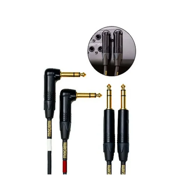 Mogami Gold Key SB-20R | Stereo Keyboard Cable TRS to TS Right Angle Plugs 20ft