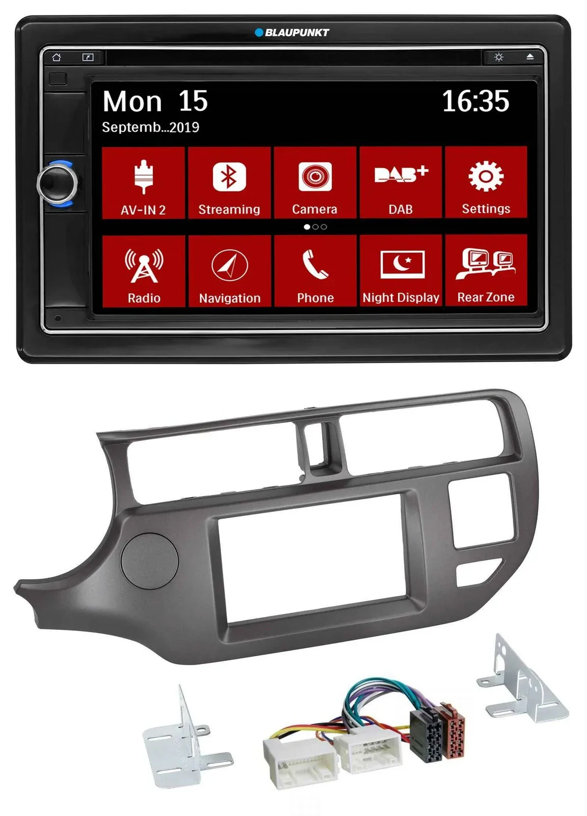 Автомагнитола Blaupunkt 2DIN Bluetooth, DAB, USB, DVD, MP3 для Kia Rio UB 2011–2014, антрацит