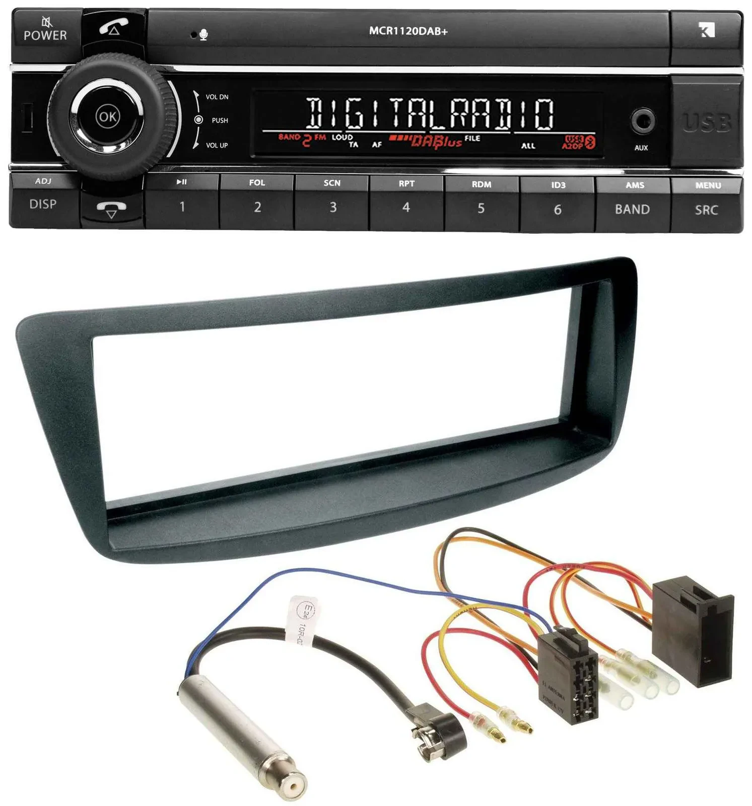 Автомагнитола Kienzle Bluetooth MP3 USB DAB для Peugeot 107/Citroen C1 с фантомным питанием антенны