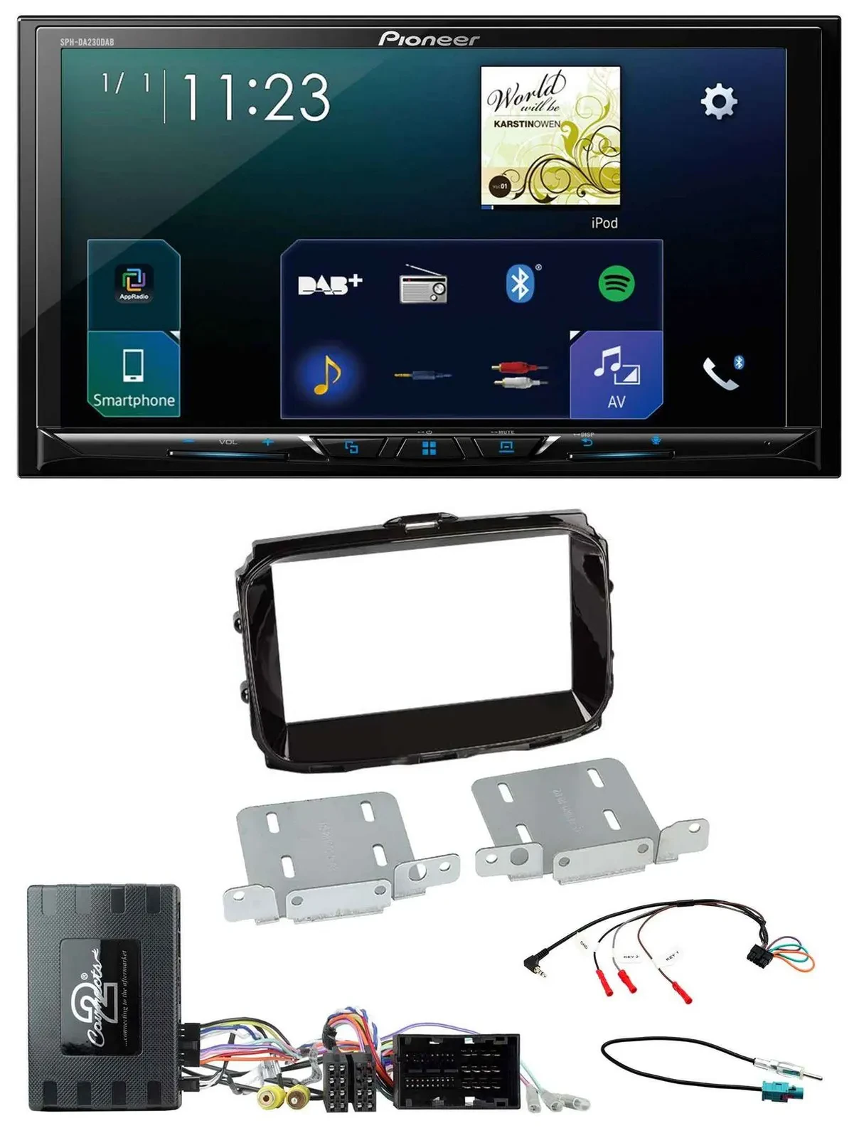 Автомагнитола Pioneer 2DIN, Bluetooth, DAB, USB для Alfa Romeo Giulietta (2014–2021), поддержка кнопок на руле