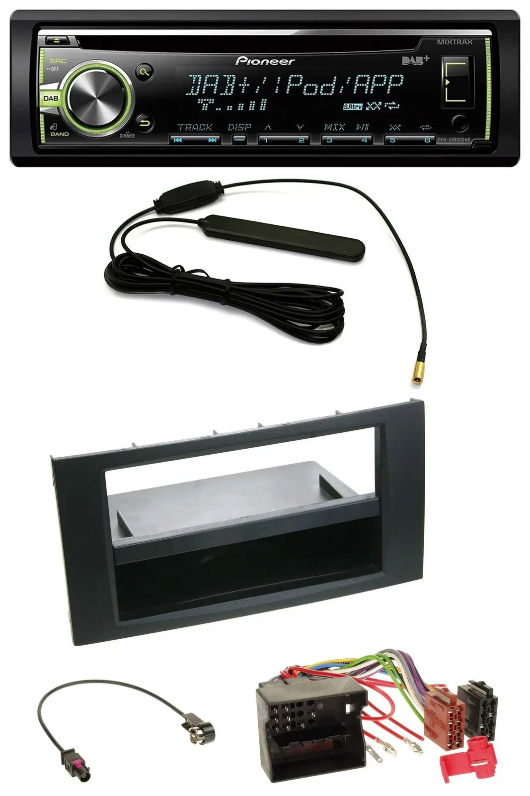 Автомагнитола Pioneer MP3 CD USB DAB AUX для Ford Focus/C-Max/S-Max/Galaxy 2003–2007, черный
