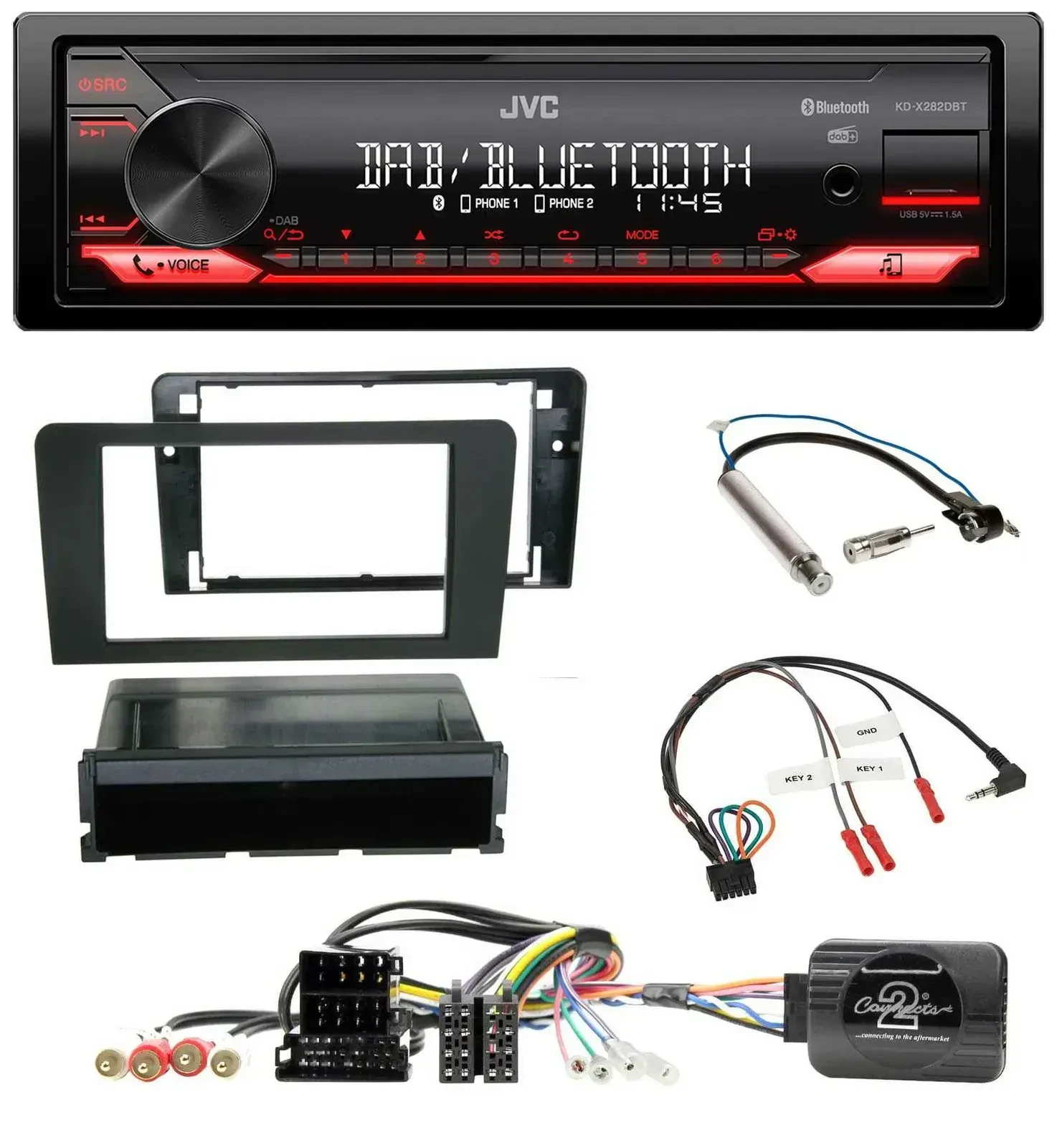 Автомагнитола для Audi A3 8P (2003–2006) JVC Bluetooth, USB, DAB, совместимая с кнопками на руле, ISO
