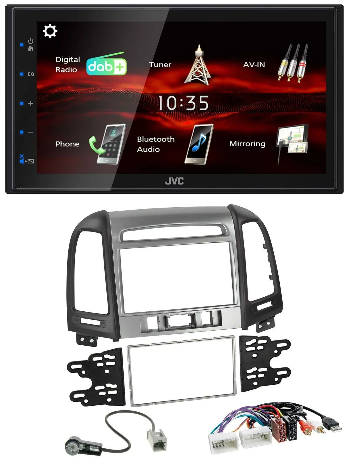 JVC USB Bluetooth MP3 DAB 2DIN Autoradio für Hyundai Santa Fe USB AUX 3 Schalter
