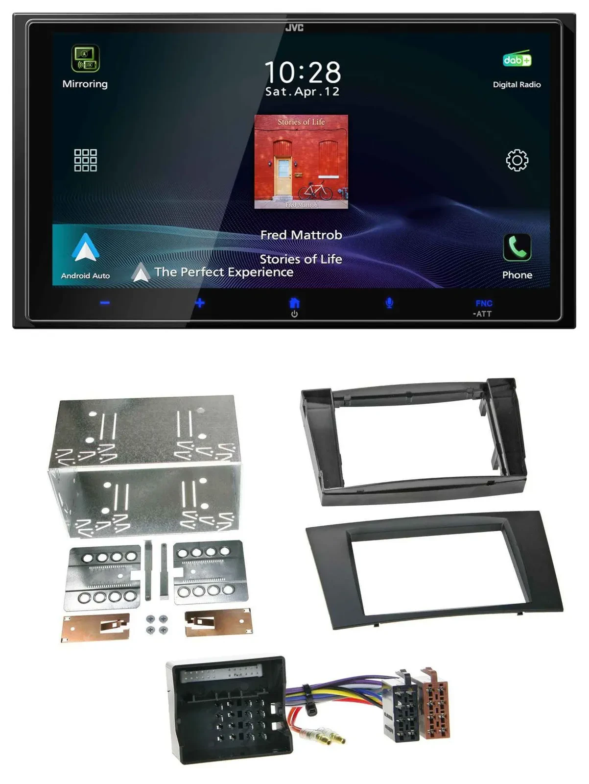 JVC USB Bluetooth 2DIN DAB MP3 Autoradio für Mercedes E-Klasse S211 03-09 Rubber