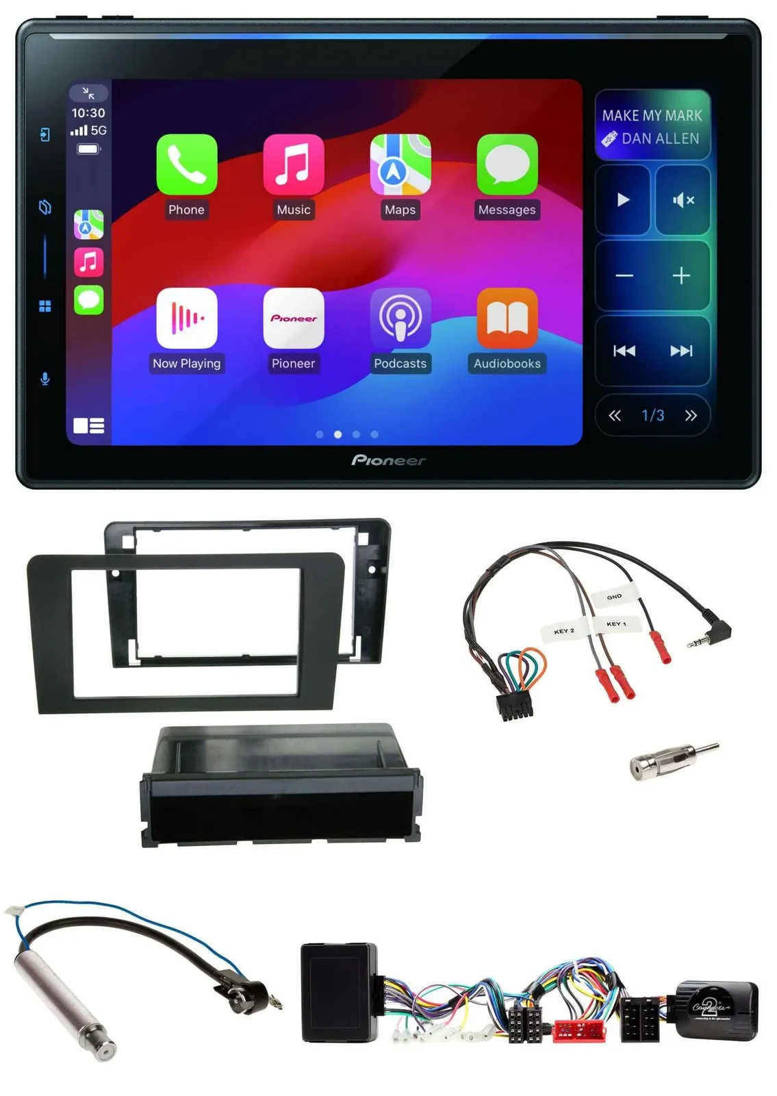 Pioneer Bluetooth DAB Lenkrad USB Autoradio für Audi A3 Symphony Aktivsystem ISO