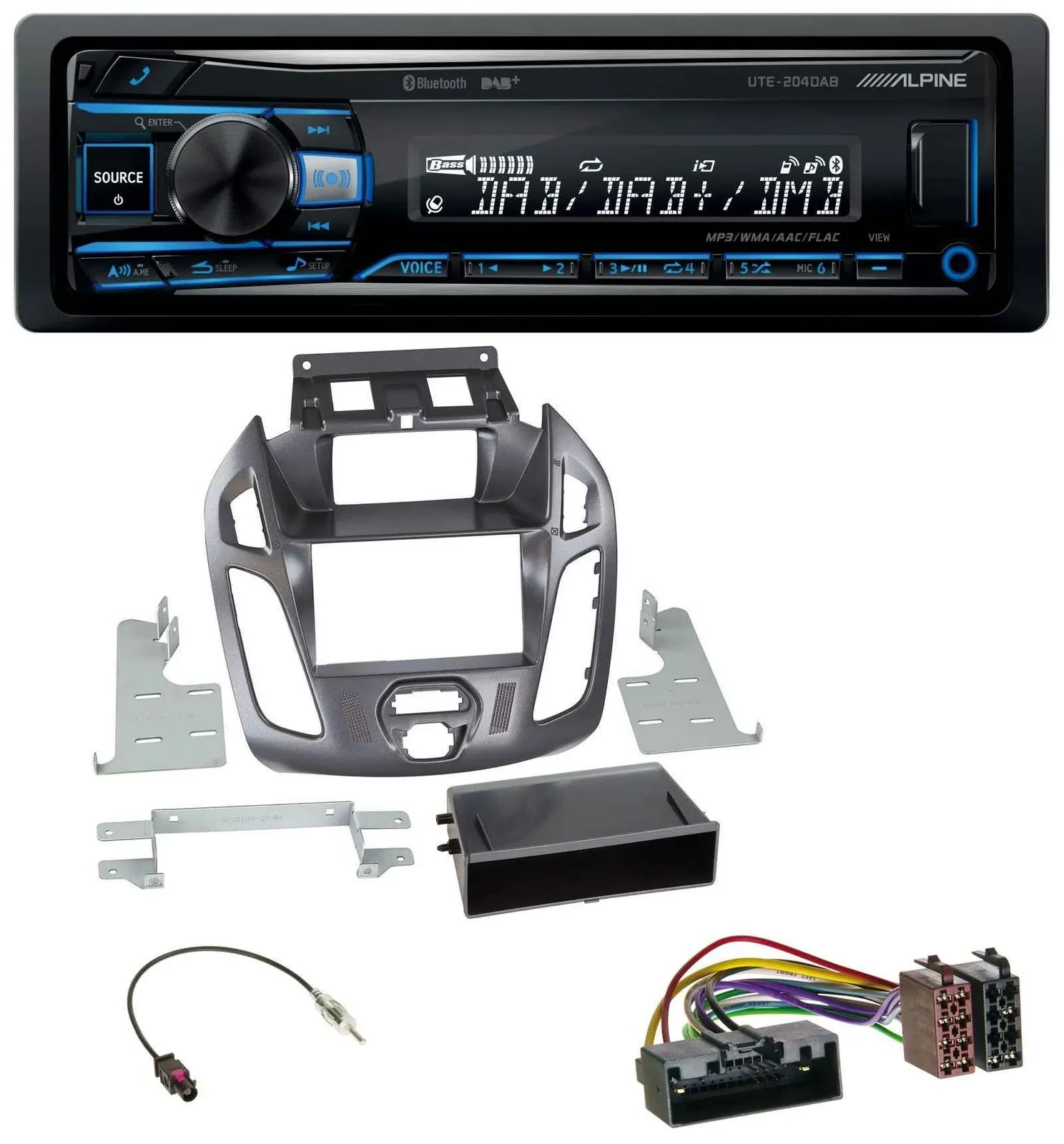 Alpine USB Bluetooth DAB MP3 Autoradio für Ford Transit Connect 12-18 Display Pe