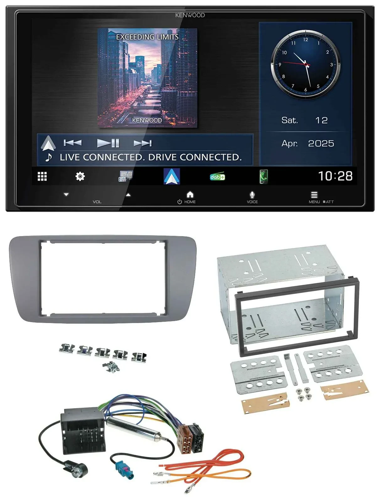 Kenwood Bluetooth 2DIN USB DAB MP3 Autoradio für Seat Ibiza ab 08 conemaragrau