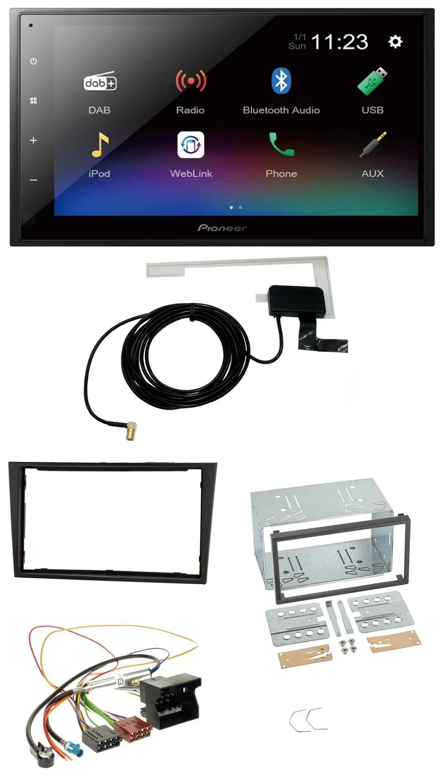 Автомагнитола Pioneer DAB, Bluetooth, USB, 2DIN, MP3 для Opel Corsa D, черный