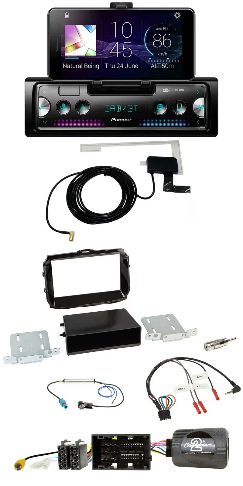 Автомагнитола для Alfa Romeo Giulietta 2013–2021 Pioneer DAB, Bluetooth, USB, поддержка кнопок на руле, piano black