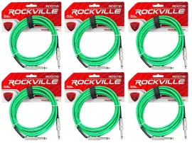 Инструментальный кабель Rockville RCGT10G Green 3 м (6 штук)