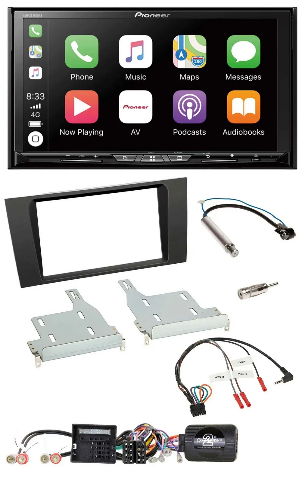 Pioneer 2DIN Lenkrad USB DAB DVD Bluetooth Autoradio für Audi A4 2000-2001
