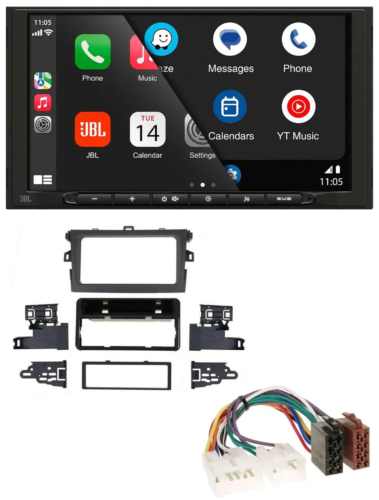 JBL USB 2DIN MP3 Bluetooth AUX Autoradio für Toyota Corolla 2009-2013 silber