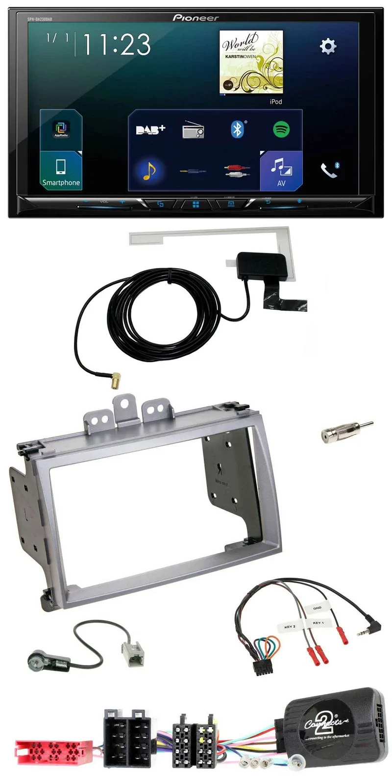 Pioneer 2DIN DAB USB Lenkrad Bluetooth Autoradio für Hyundai i20 2009-2012 silbe