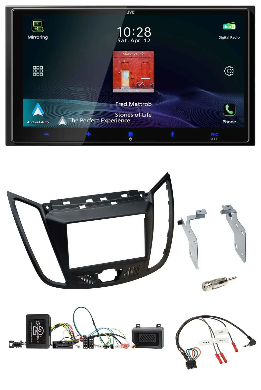 JVC USB Bluetooth 2DIN DAB Lenkrad Autoradio für Ford Kuga DM2 ab 2013