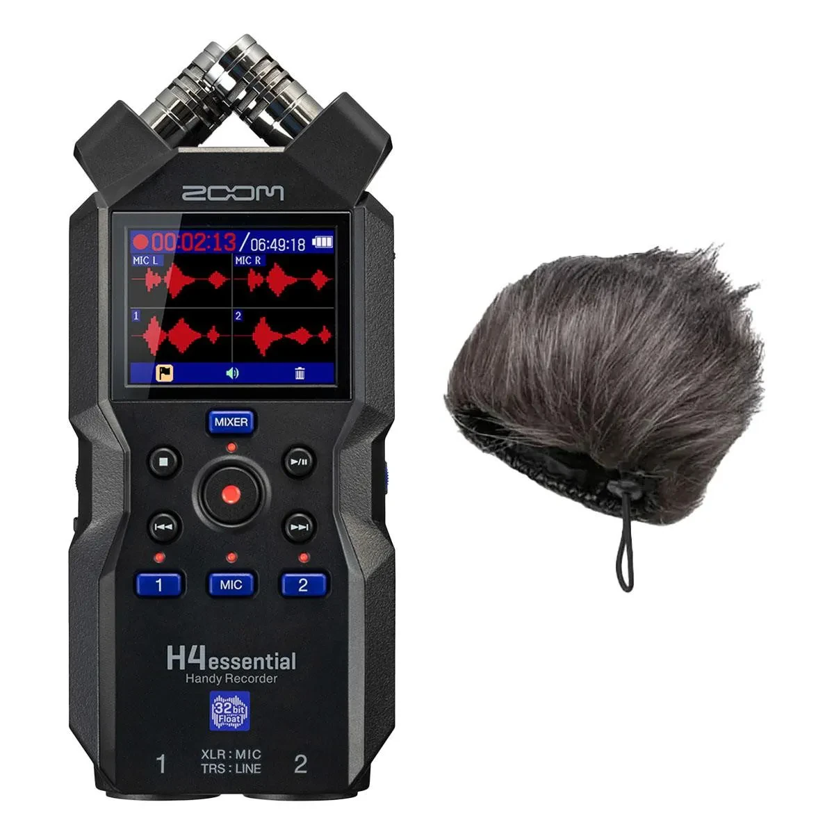 Zoom H4essential 4-Track 32-Bit Float Handy Recorder, Bundle with WSH-4E Hairy W