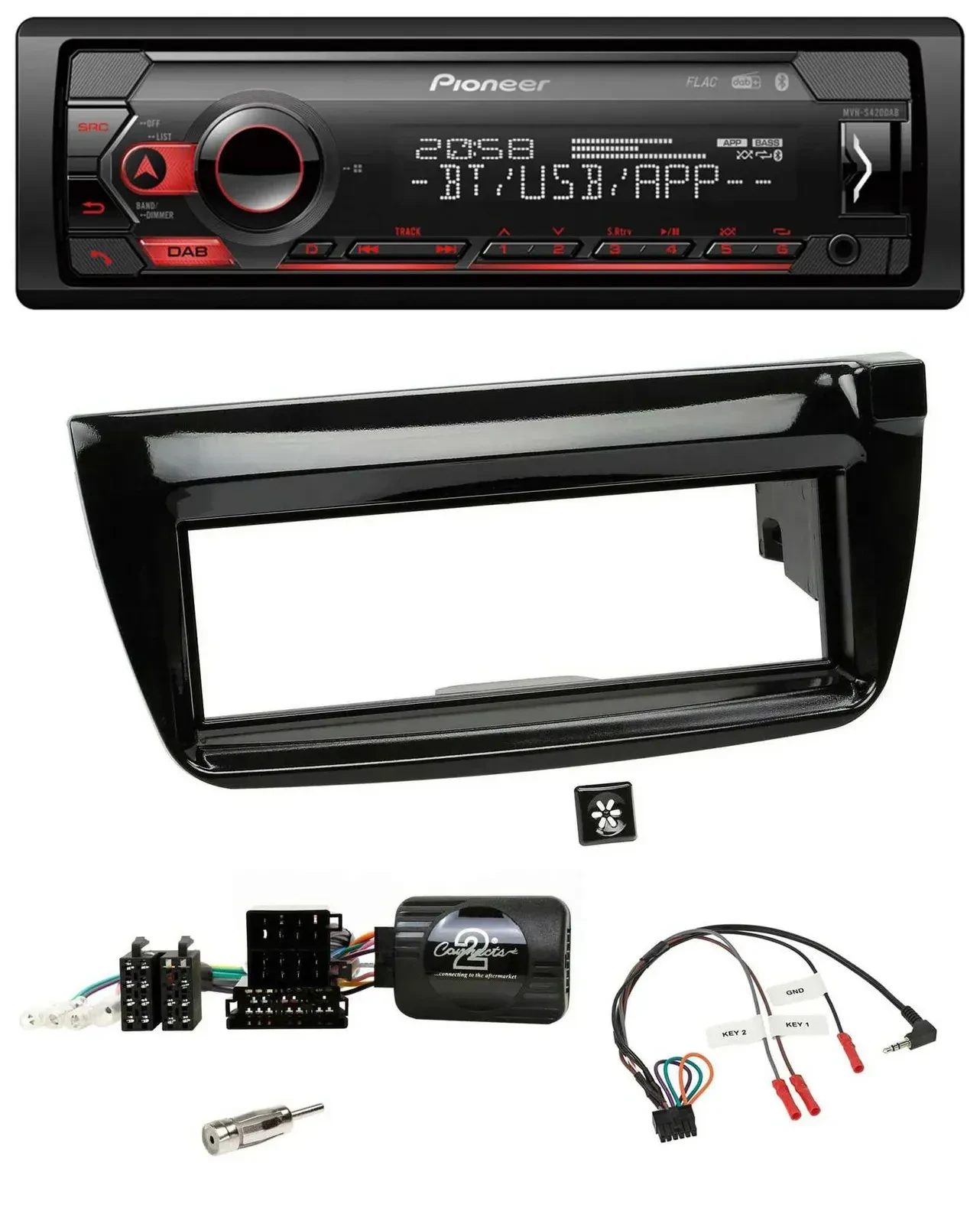 Автомагнитола Pioneer USB DAB Bluetooth для Fiat Doblo (2012–2015), черный глянец, поддержка кнопок на руле