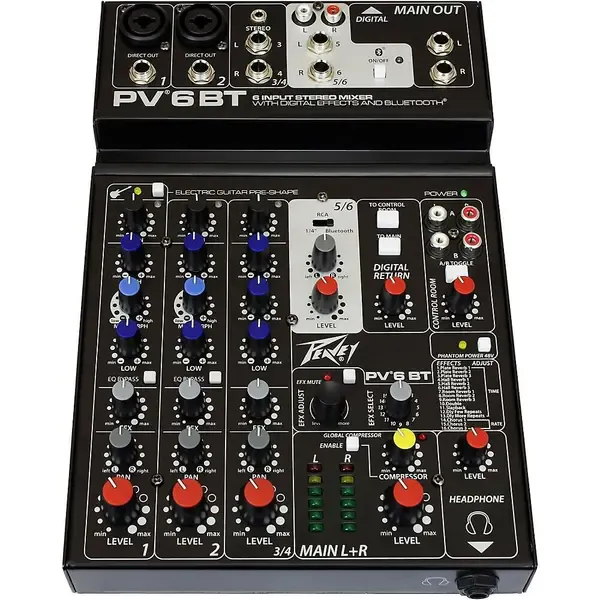 Аналоговый микшер Peavey PV 6 BT Mixer with Bluetooth